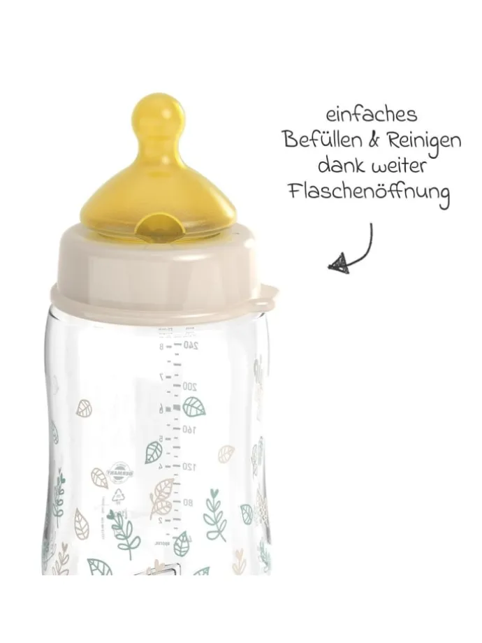 PP-Flasche Cherry Green 260 ml + Latex-Trinksauger in beige,motiv