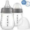 PP-Flasche 2er Pack 140 ml + Silikon-Trinksauger in grau