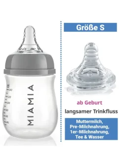 PP-Flasche 2er Pack 140 ml + Silikon-Trinksauger in grau