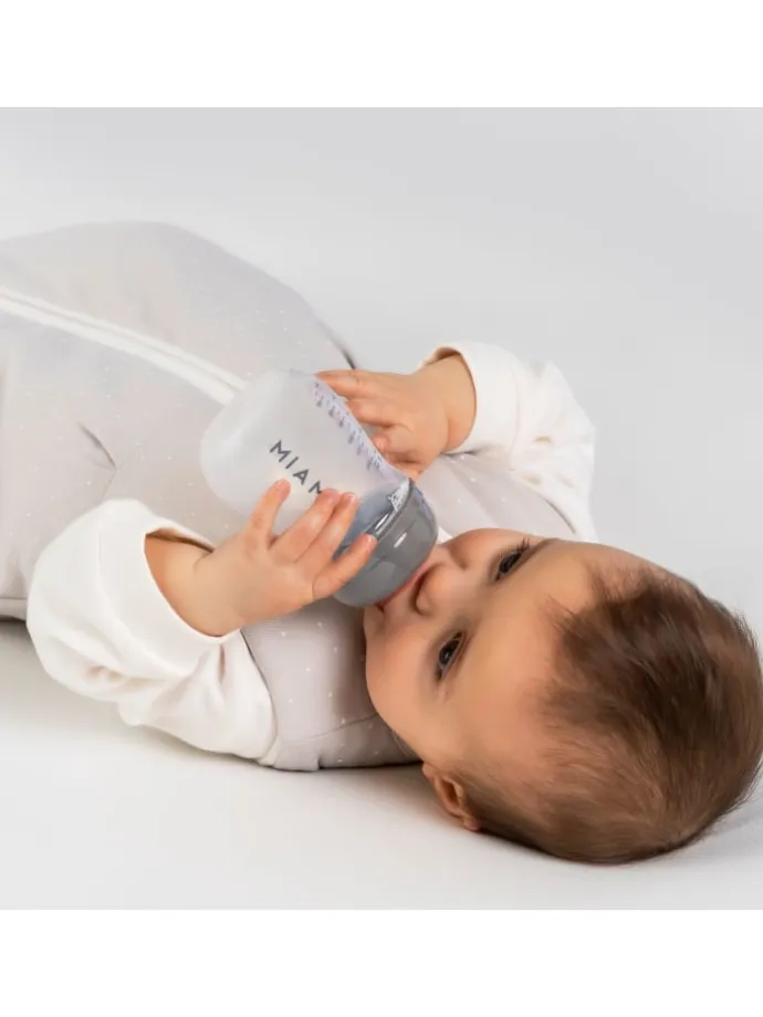 PP-Flasche 2er Pack 140 ml + Silikon-Trinksauger in grau