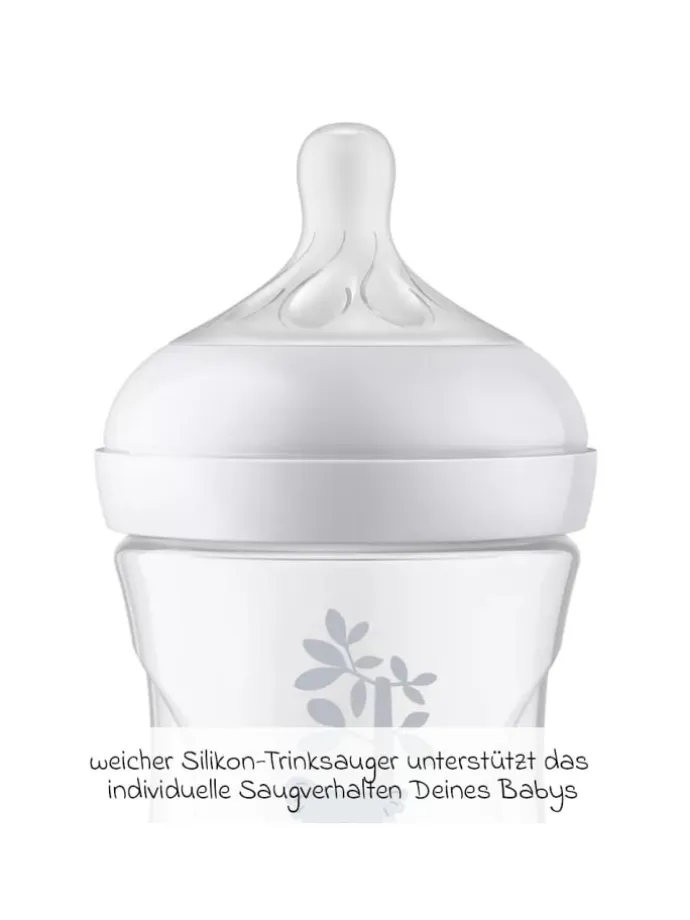 PP-Flasche Natural Response 260ml + Silikon-Sauger in weiss,motiv