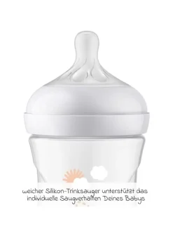 PP-Flasche Natural Response 260ml + Silikon-Sauger in weiss,motiv