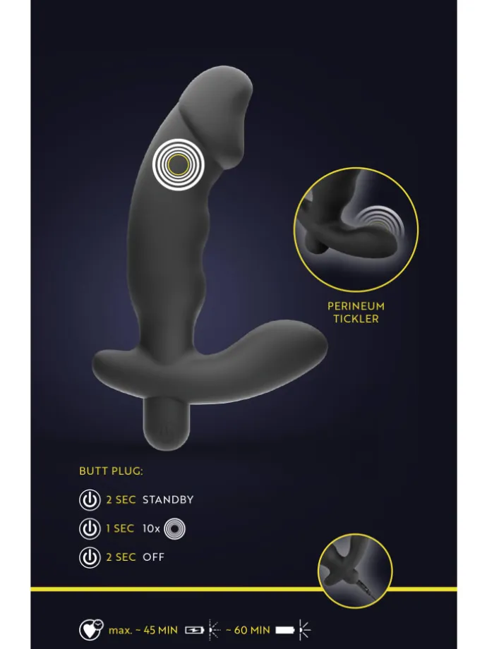 Prostata-Vibrator C*ck Shaped Butt Plug with Vibration in schwarz