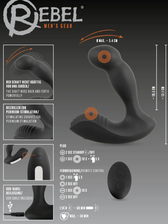 Prostata-Vibrator RC Prostate Massager in schwarz