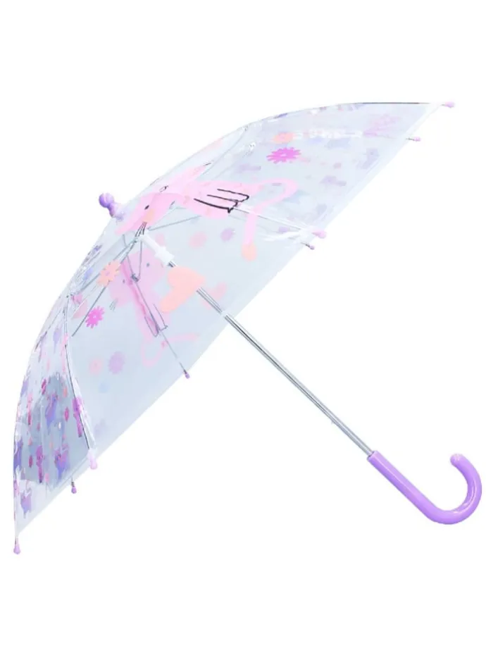 Prêt Kinder-Regenschirm ? 71 cm Katze-Design, transparent & handlich in Rosa
