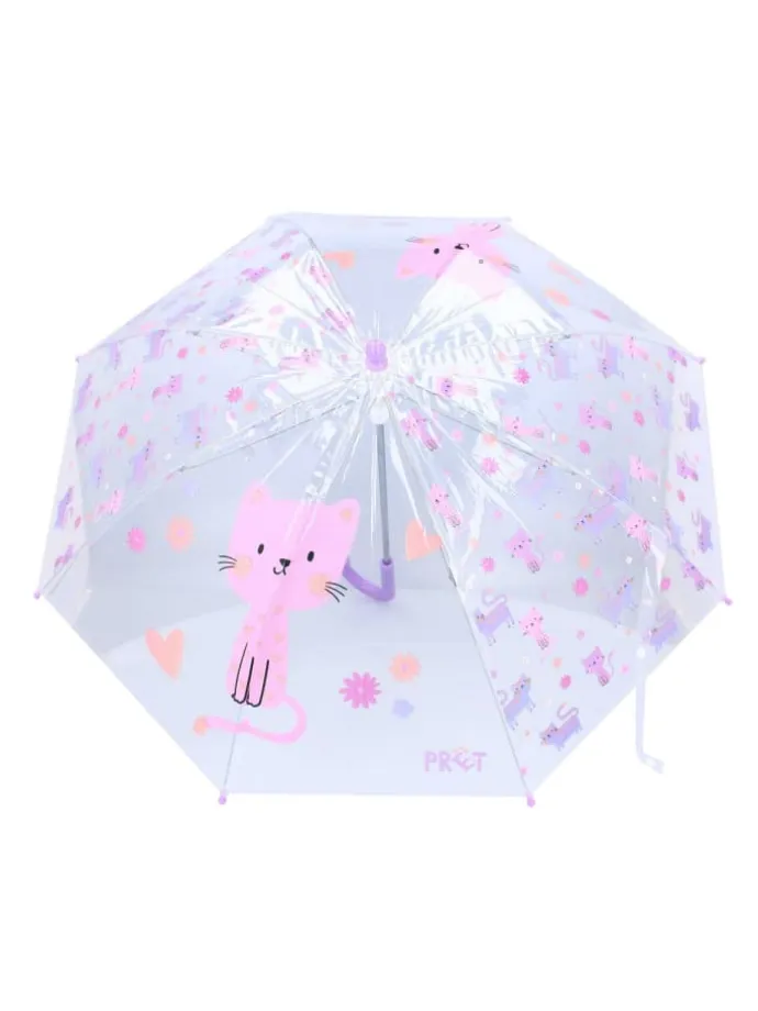 Prêt Kinder-Regenschirm ? 71 cm Katze-Design, transparent & handlich in Rosa