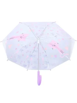 Prêt Kinder-Regenschirm ? 71 cm Katze-Design, transparent & handlich in Rosa