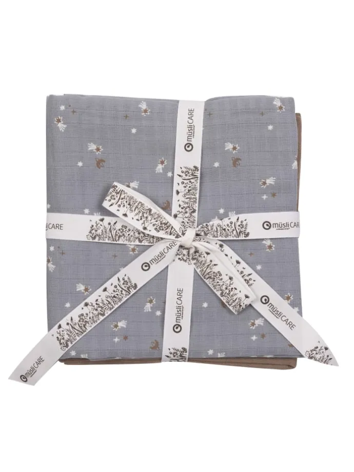 Pucktuch 2er-Pack in Jasmin blue/ Balsam cream/ Walnut