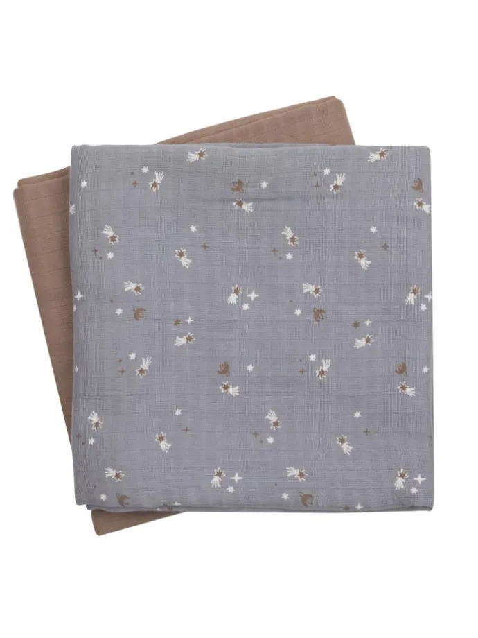 Pucktuch 2er-Pack in Jasmin blue/ Balsam cream/ Walnut
