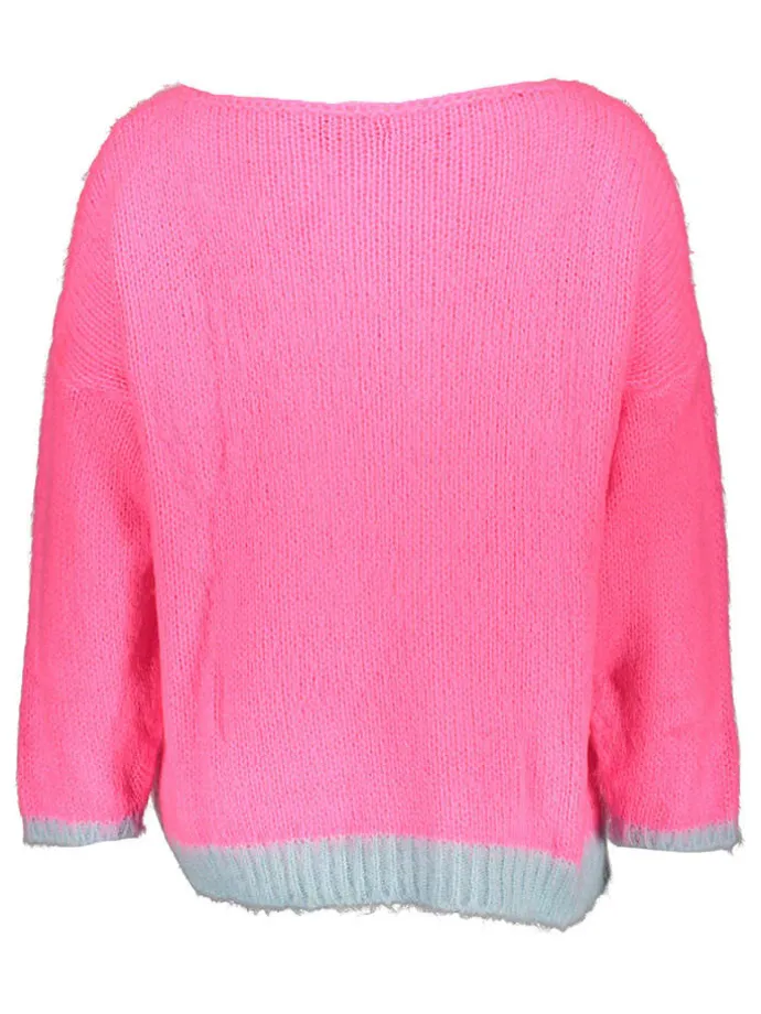 Pullover "Heart" in Pink/ Grau