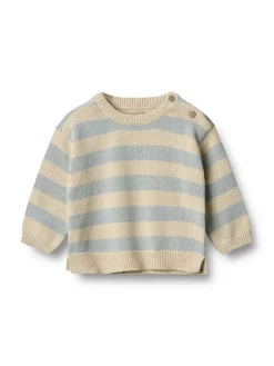 Pullover in Beige/ Hellblau