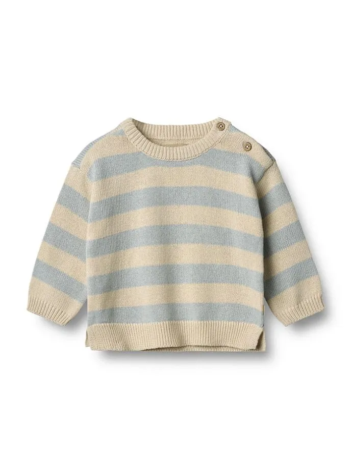 Pullover in Beige/ Hellblau