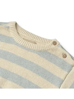 Pullover in Beige/ Hellblau