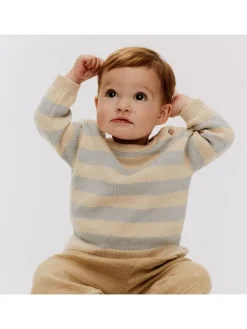 Pullover in Beige/ Hellblau