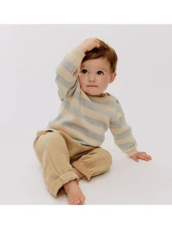 Pullover in Beige/ Hellblau