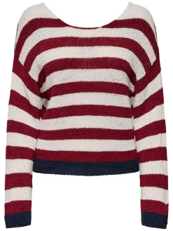 Pullover in Bordeaux/ Beige