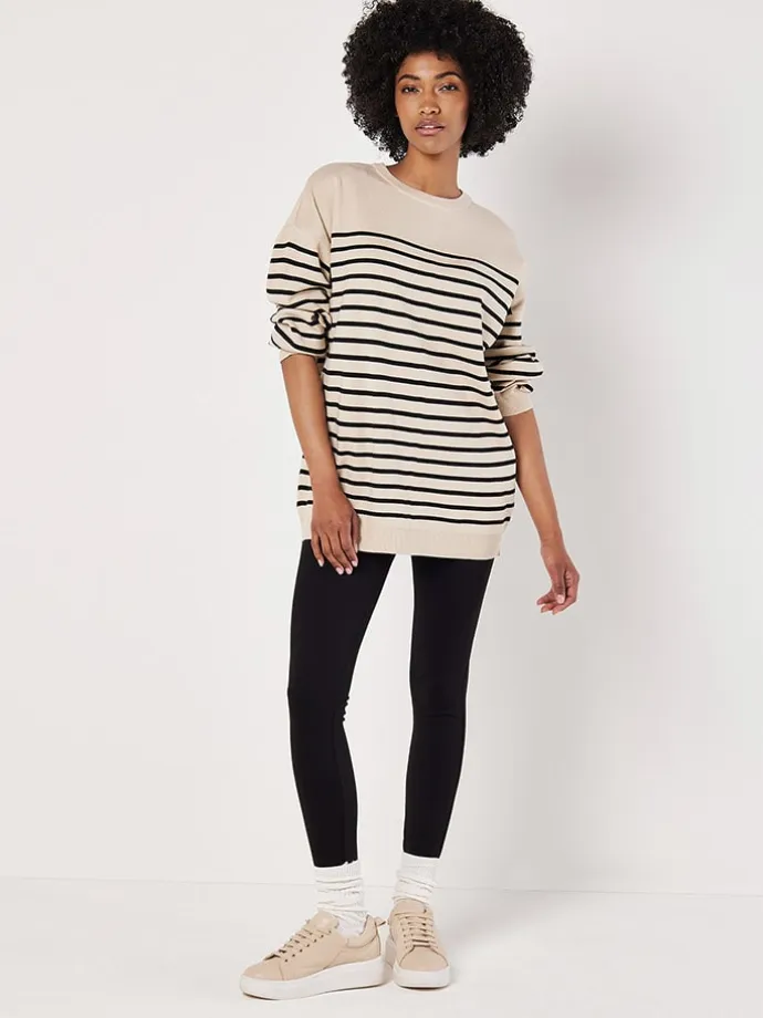 Pullover in Creme/ Schwarz