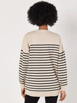 Pullover in Creme/ Schwarz
