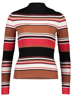 Pullover in Hellbraun/ Rot/ Schwarz