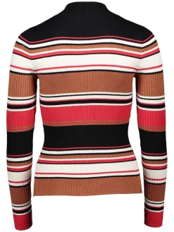 Pullover in Hellbraun/ Rot/ Schwarz