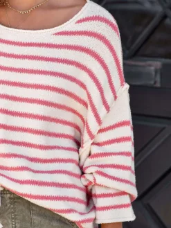 Pullover in Weiß/ Rosa