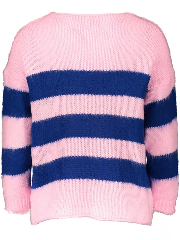Pullover "Stripes" in Rosa/ Dunkelblau