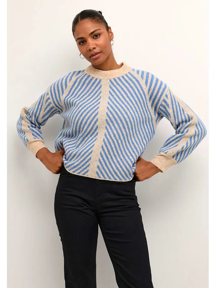 Pullover "Vera" in Beige/ Blau