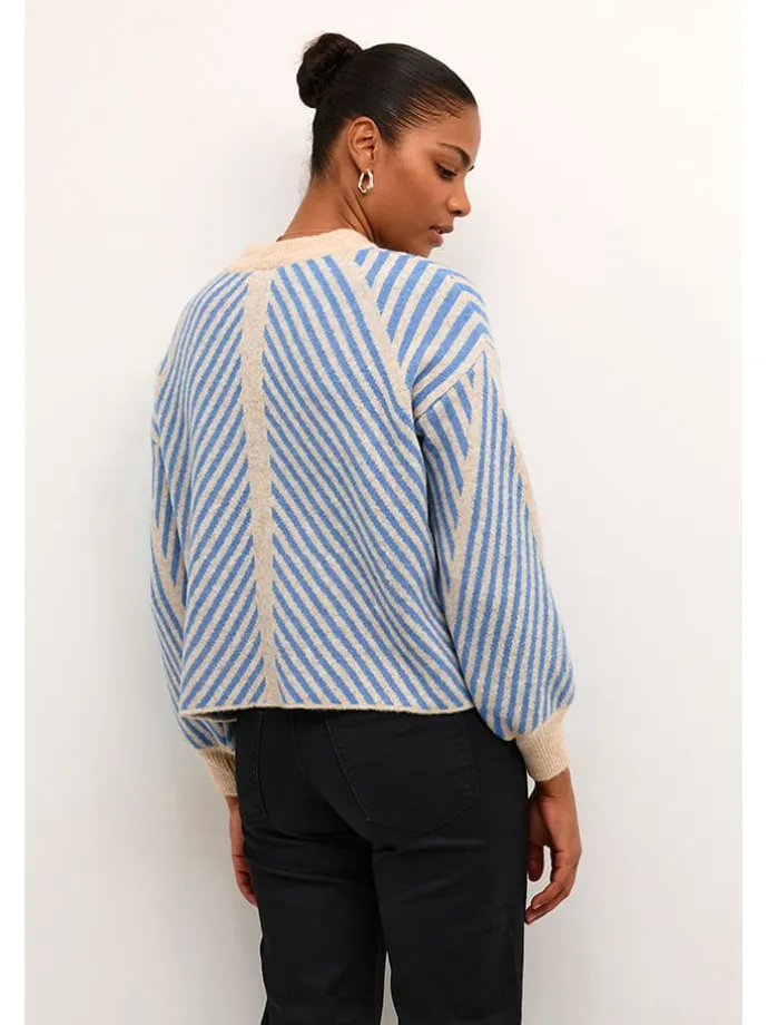 Pullover "Vera" in Beige/ Blau