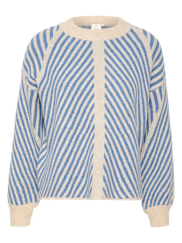 Pullover "Vera" in Beige/ Blau
