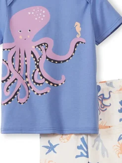 Pyjama in Blau/ Creme