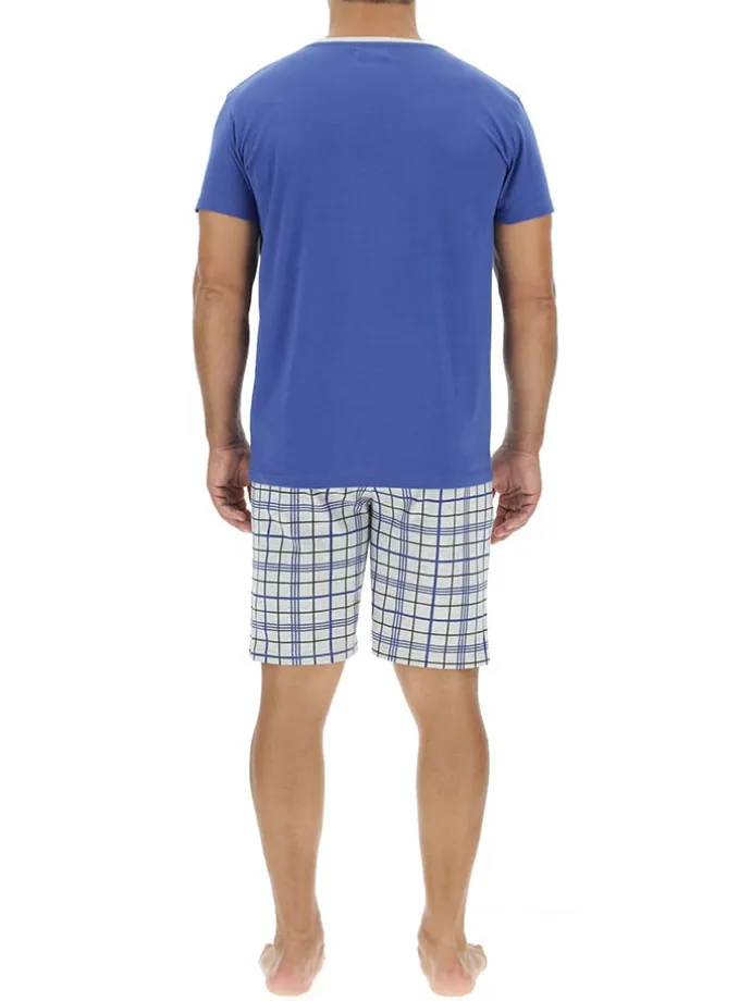 Pyjama in Blau/ Grau