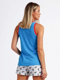 Pyjama in Blau/ Weiß