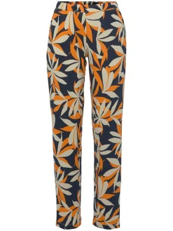 Pyjama in Dunkelblau/ Beige/ Orange