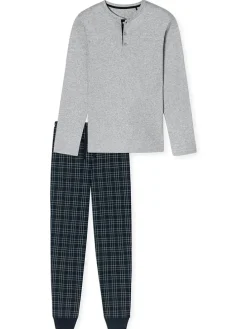 Pyjama in Dunkelblau/ Grau