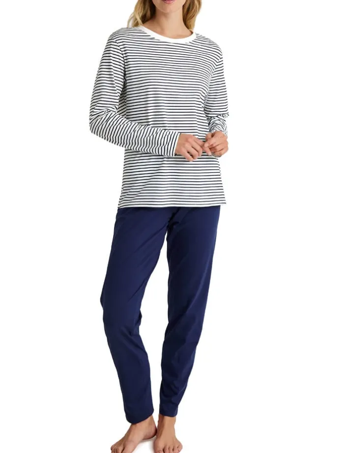 Pyjama in Dunkelblau/ Weiß