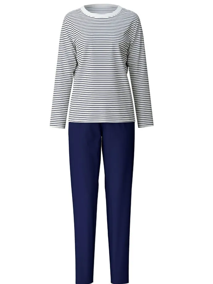 Pyjama in Dunkelblau/ Weiß