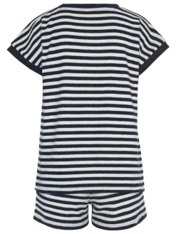 Pyjama in Dunkelblau/ Weiß