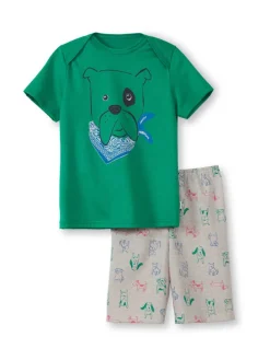Pyjama in Grün/ Grau