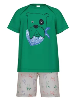 Pyjama in Grün/ Grau
