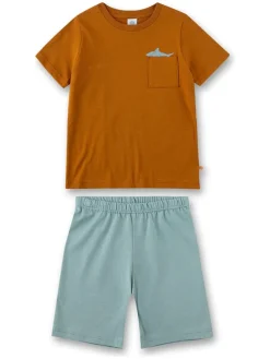 Pyjama in Hellblau/ Hellbraun