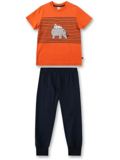 Pyjama in Orange/ Schwarz