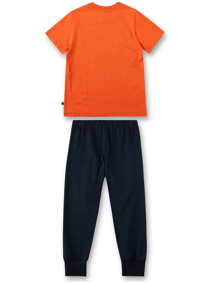 Pyjama in Orange/ Schwarz