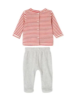 Pyjama in Rot/ Weiß/ Grau
