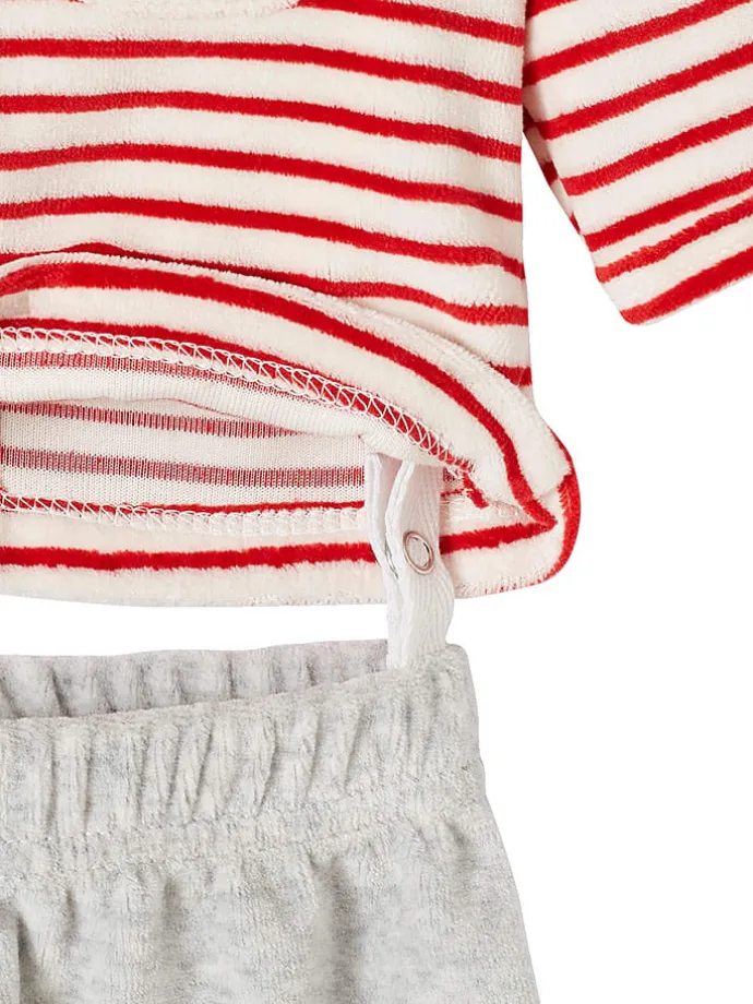 Pyjama in Rot/ Weiß/ Grau