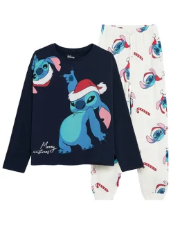 Pyjama in Weiß/ Dunkelblau