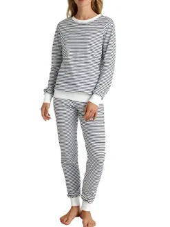 Pyjama in Weiß/ Dunkelblau