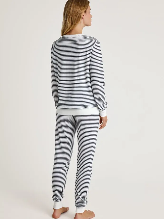 Pyjama in Weiß/ Dunkelblau