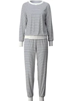 Pyjama in Weiß/ Dunkelblau