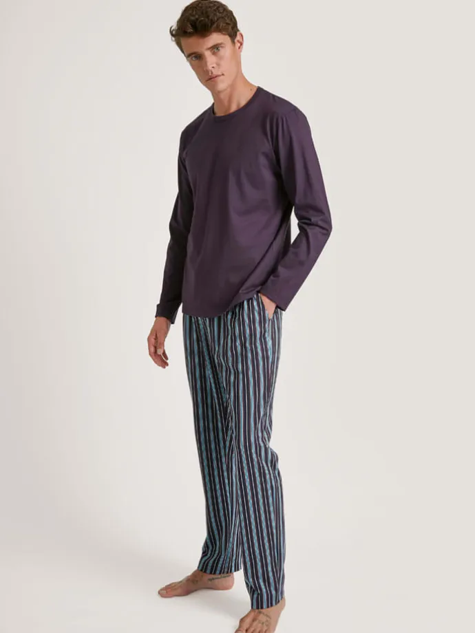 Pyjama-Hose in Dunkelblau/ Lila/ Hellblau