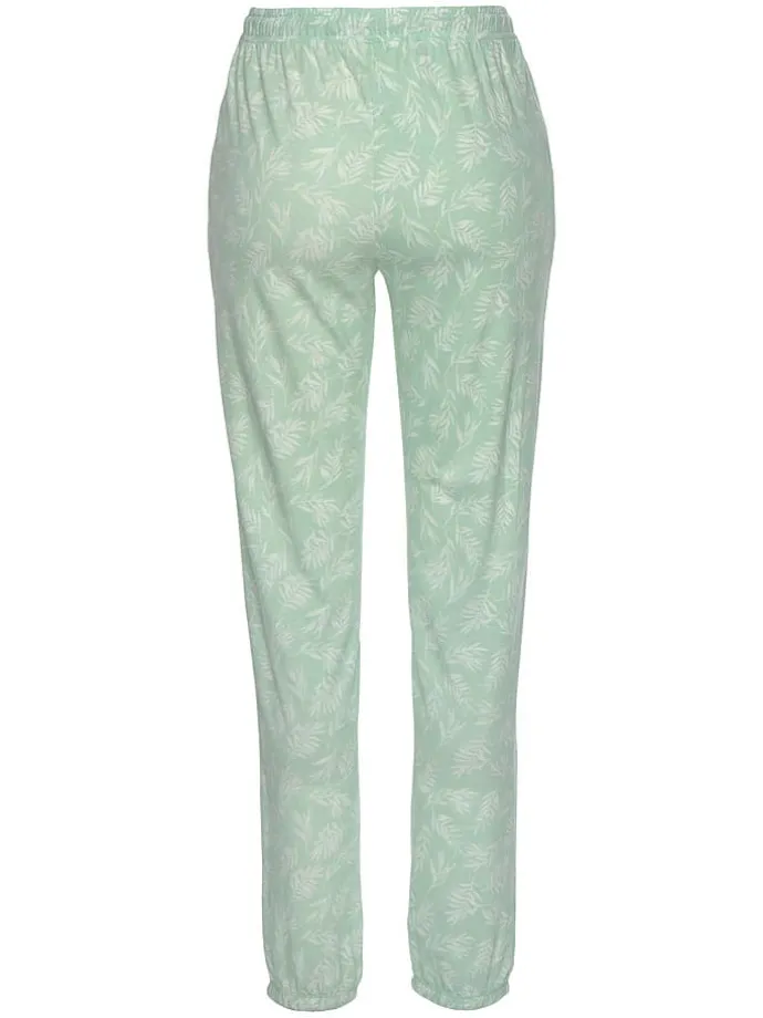 Pyjama-Hose in Hellgrün/ Weiß